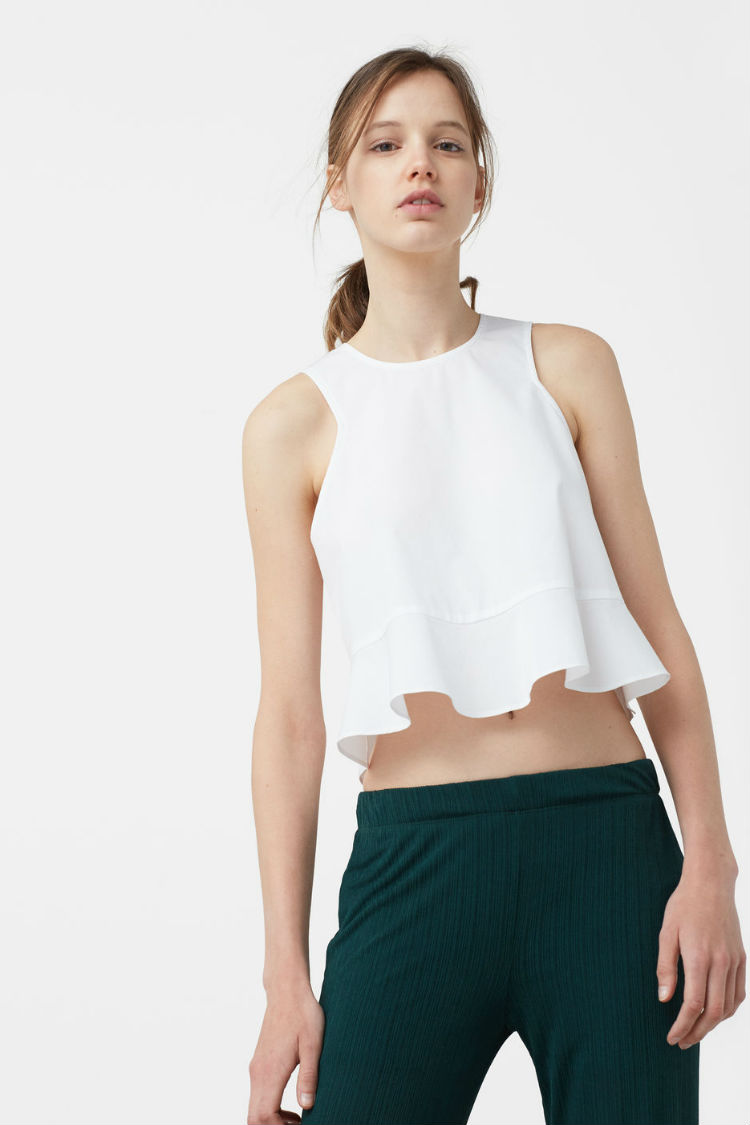 camiseta blanca popelin mango