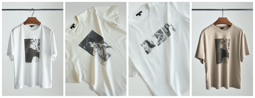 Colección de 4 camisetas de la marca Massimo Dutti con imágenes de la cantante, actriz e icono de la moda Jane Birkin.